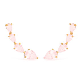 Gold Ear Cuff Pink Drop Earring