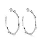 Silver Hoop Earring with Beads and Pearls Chain