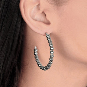 Silver Hoop Earring Studded with Balls