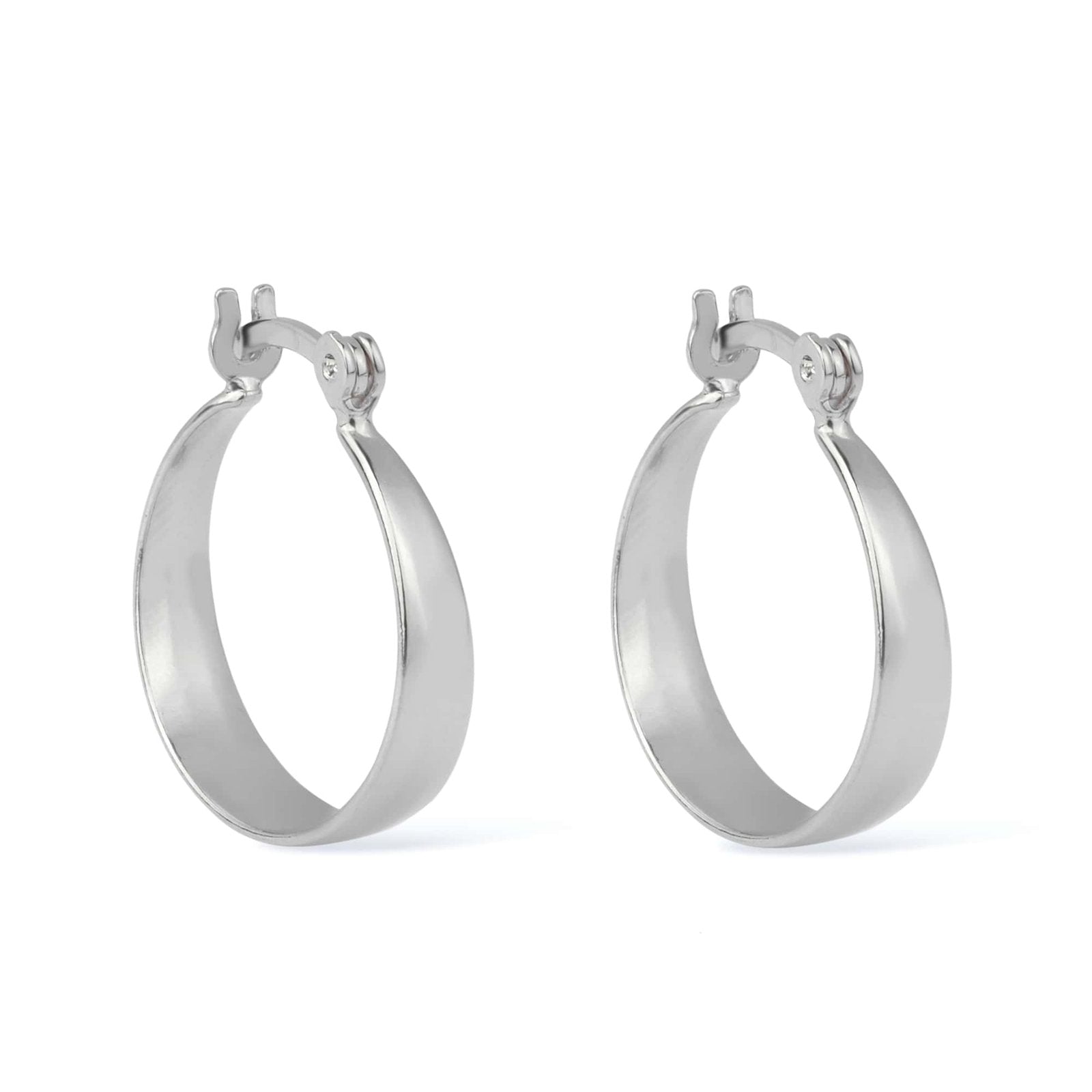 Silver Plated Medium Plain Hoop Earring