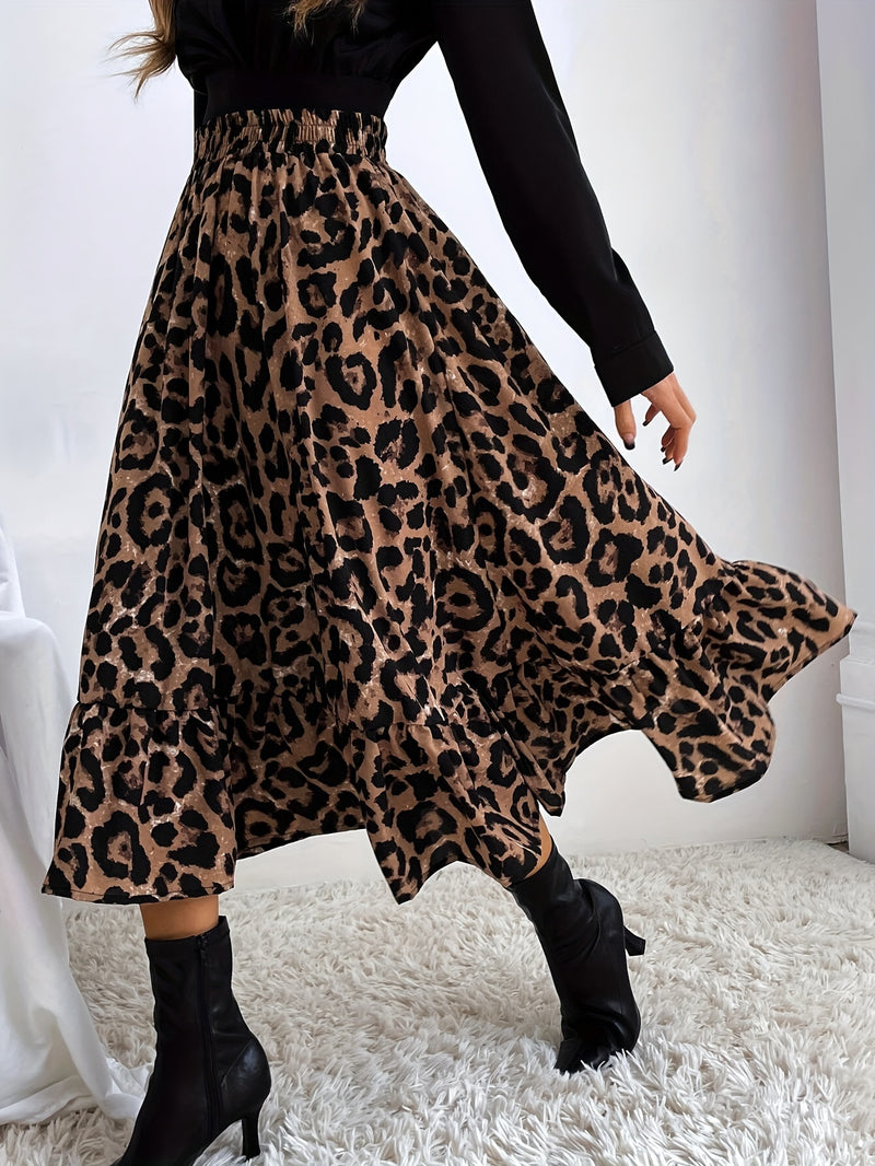 Saia elegante com  estampa de Leopardo