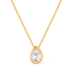 Gold Zirconia Drop Necklace