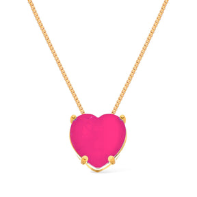 Gold Necklace with Pink Heart Stone