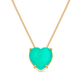 Gold Necklace with Green Heart Stone