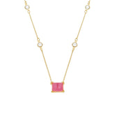 Golden Necklace with Pink Rectangles and Points of Light