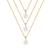 Triple Gold Necklace with 3 Light Points in Zirconia