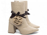 Vintage Beige Napa Boot with Unique Details: Elegant and Comfortable