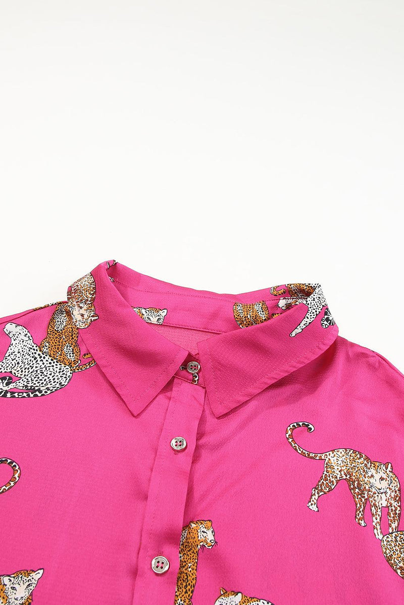 Camisa de cetim com estampa animal - Nannipaty