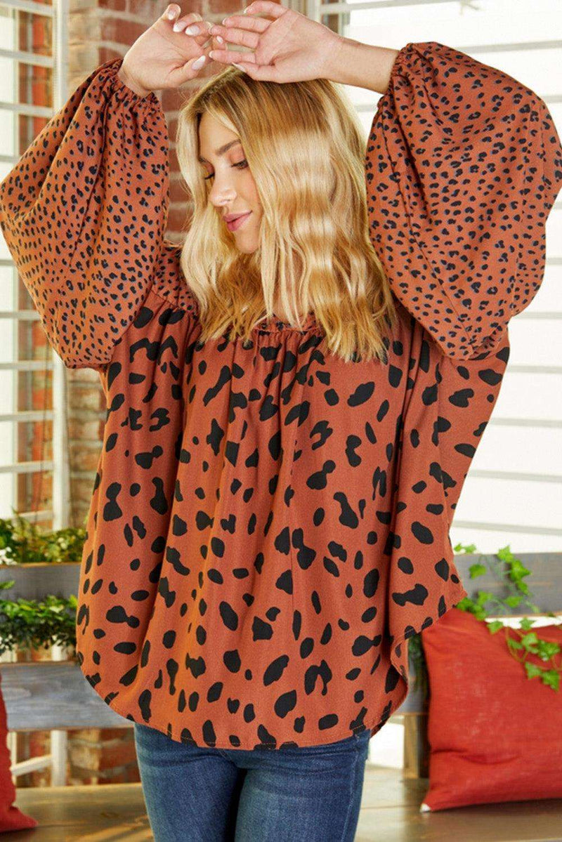 Blusa túnica marrom leopardo - Nannipaty