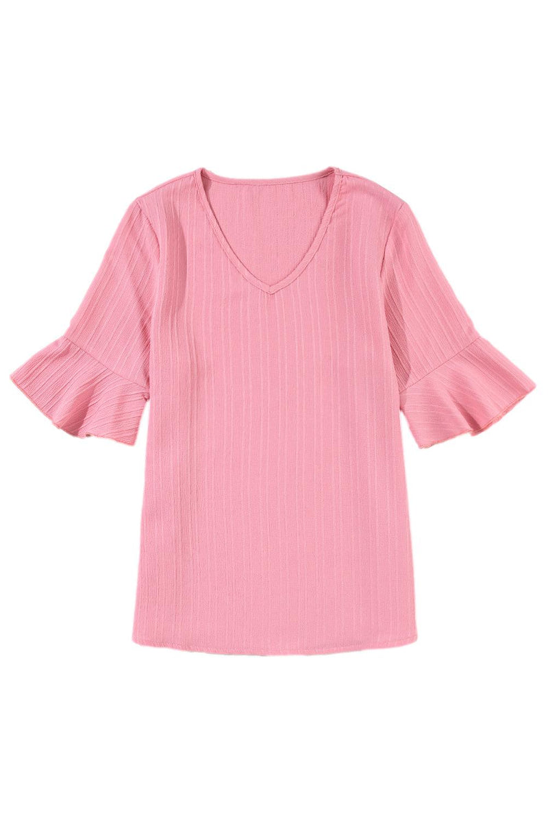 Blusa texturizada com decote em V - Nannipaty