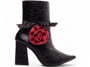 Black Vintage Napa Boot with Red and Polka Dot Details