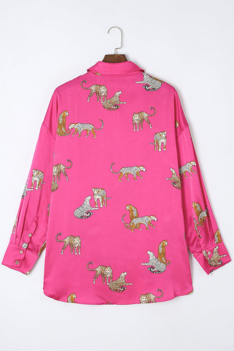 Camisa de cetim com estampa animal - Nannipaty