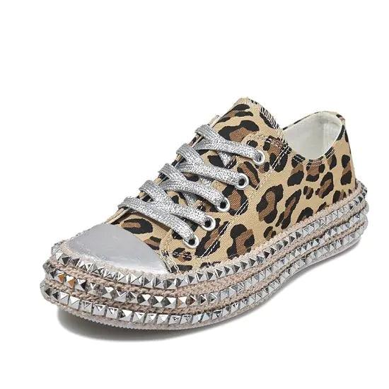 Sapatos femininos de lona leopardo - Nannipaty