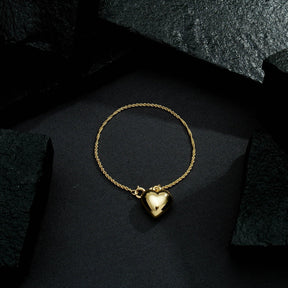 Golden Bracelet with Bahian Cord and Heart