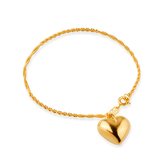 Golden Bracelet with Bahian Cord and Heart