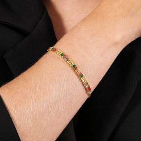 Golden Bracelet with Colored Stones